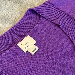 a new day Purple V-Neck Sweater (Size S)